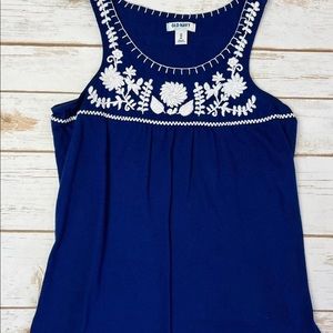 Old Navy Blue Embroidered Swing Tank Top Size XS Extra Small